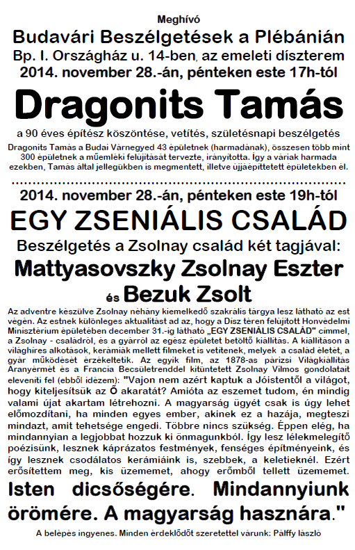 Budavári Beszélgetések 2014. november 28-án