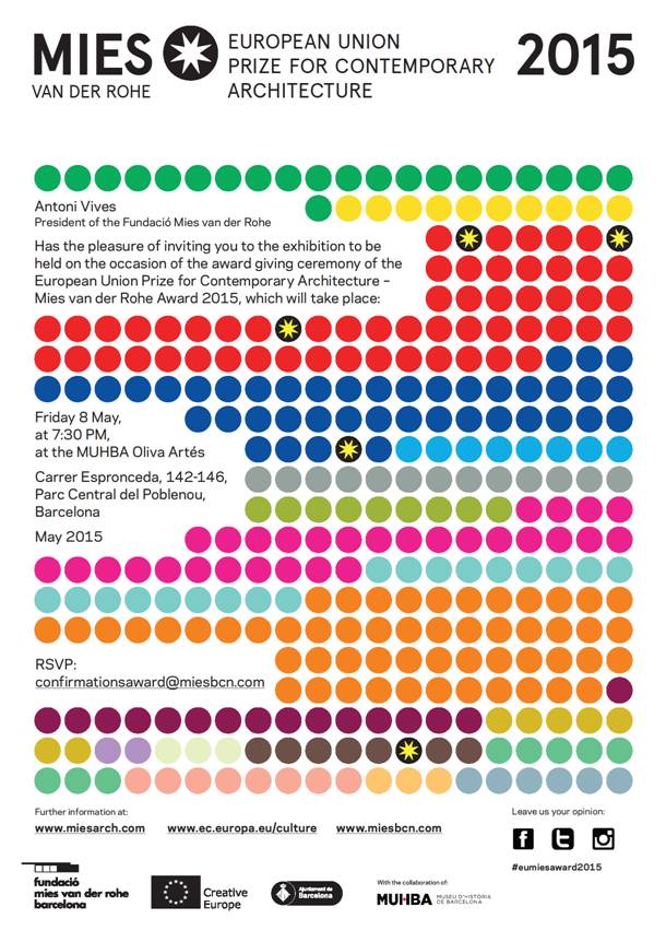 Mies van der Rohe-díj 2015, díjátadó és kiállítás Barcelonában