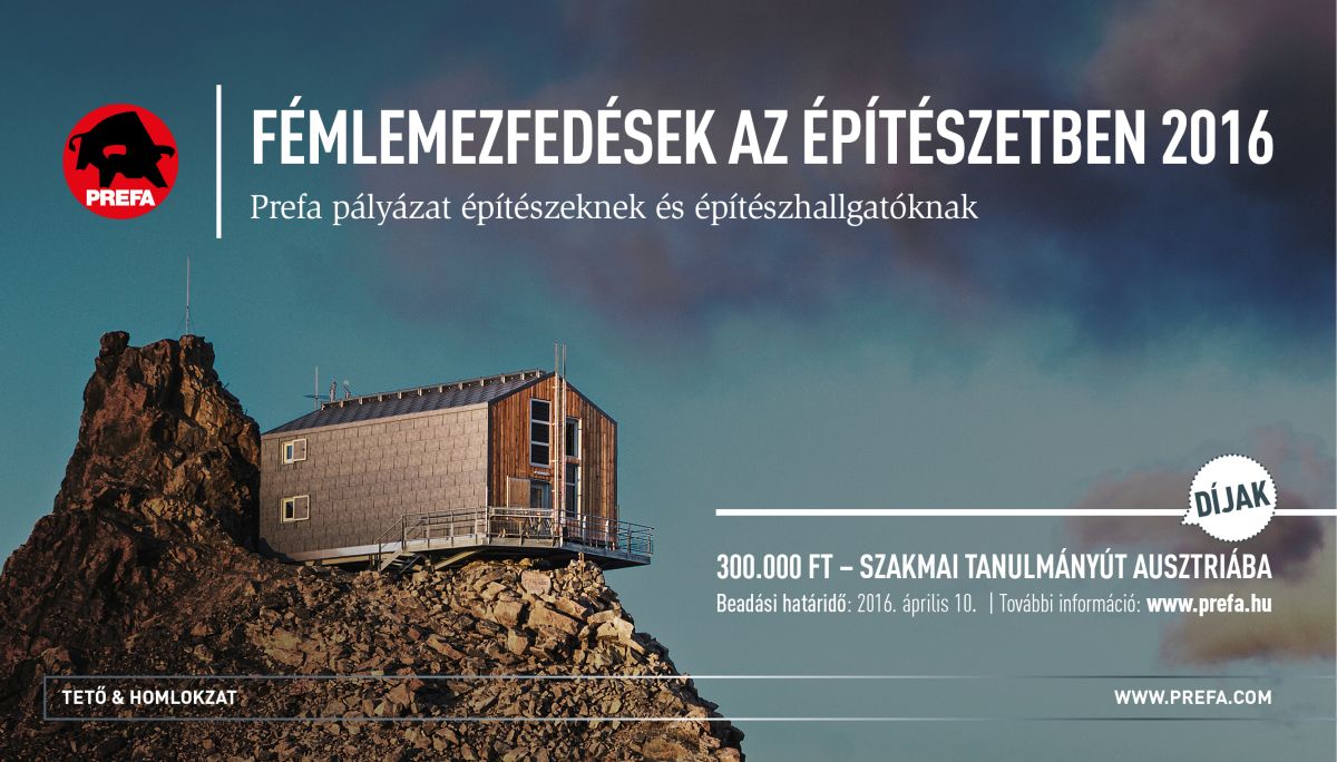 Április 10-ig nyújthatja be pályázatát: Fémlemezfedések az építészetben