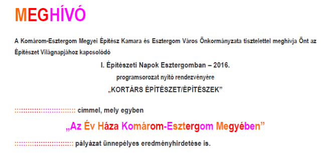 Az Év Háza Komárom-Esztergom Megyében
