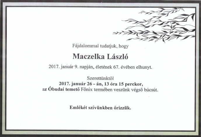 Elhunyt Maczelka László