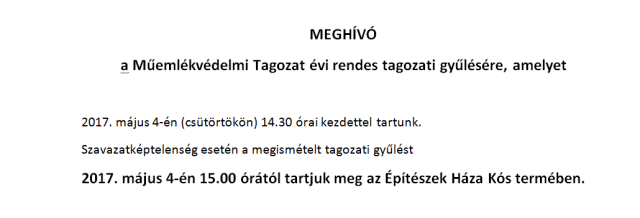 Műemléki Tagozati gyűlés