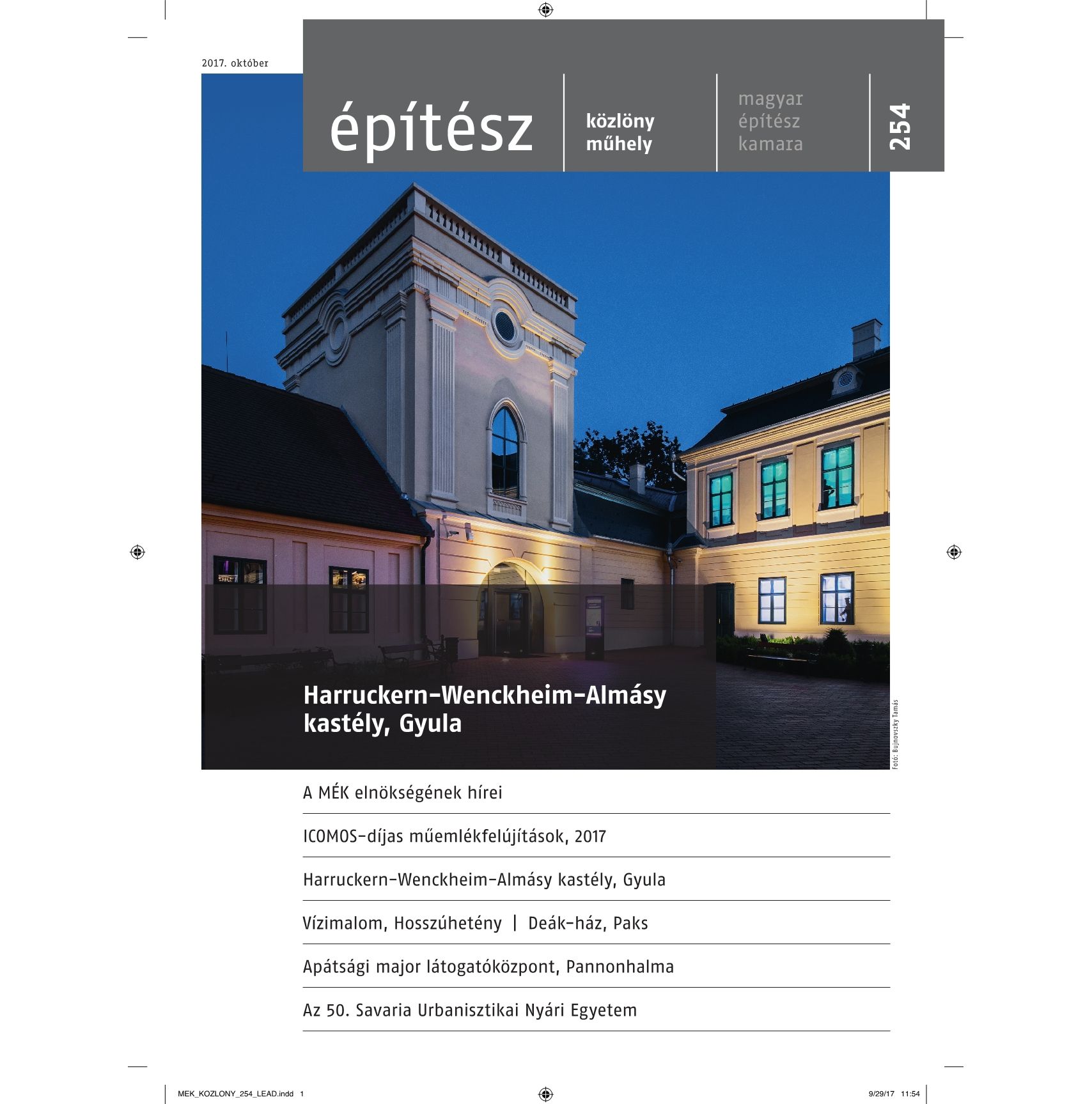 Építész Közlöny Műhely 2017/254