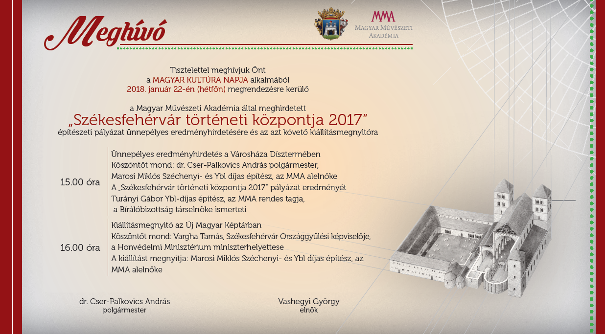 „Székesfehérvár történeti központja 2017” című építészeti pályázat ünnepélyes eredményhirdetése