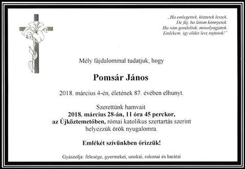 Elhunyt Pomsár János