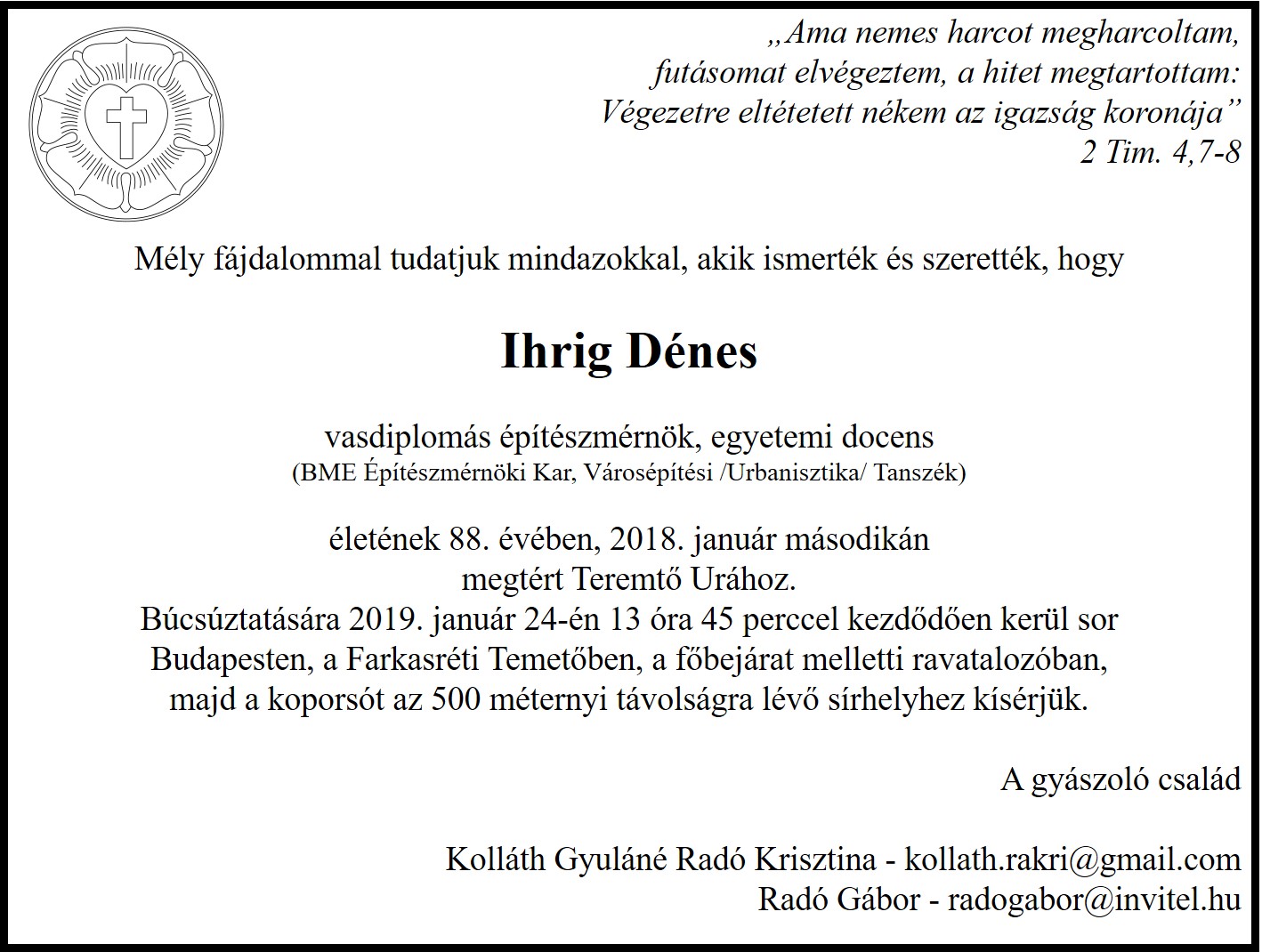Elhunyt Ihrig Dénes