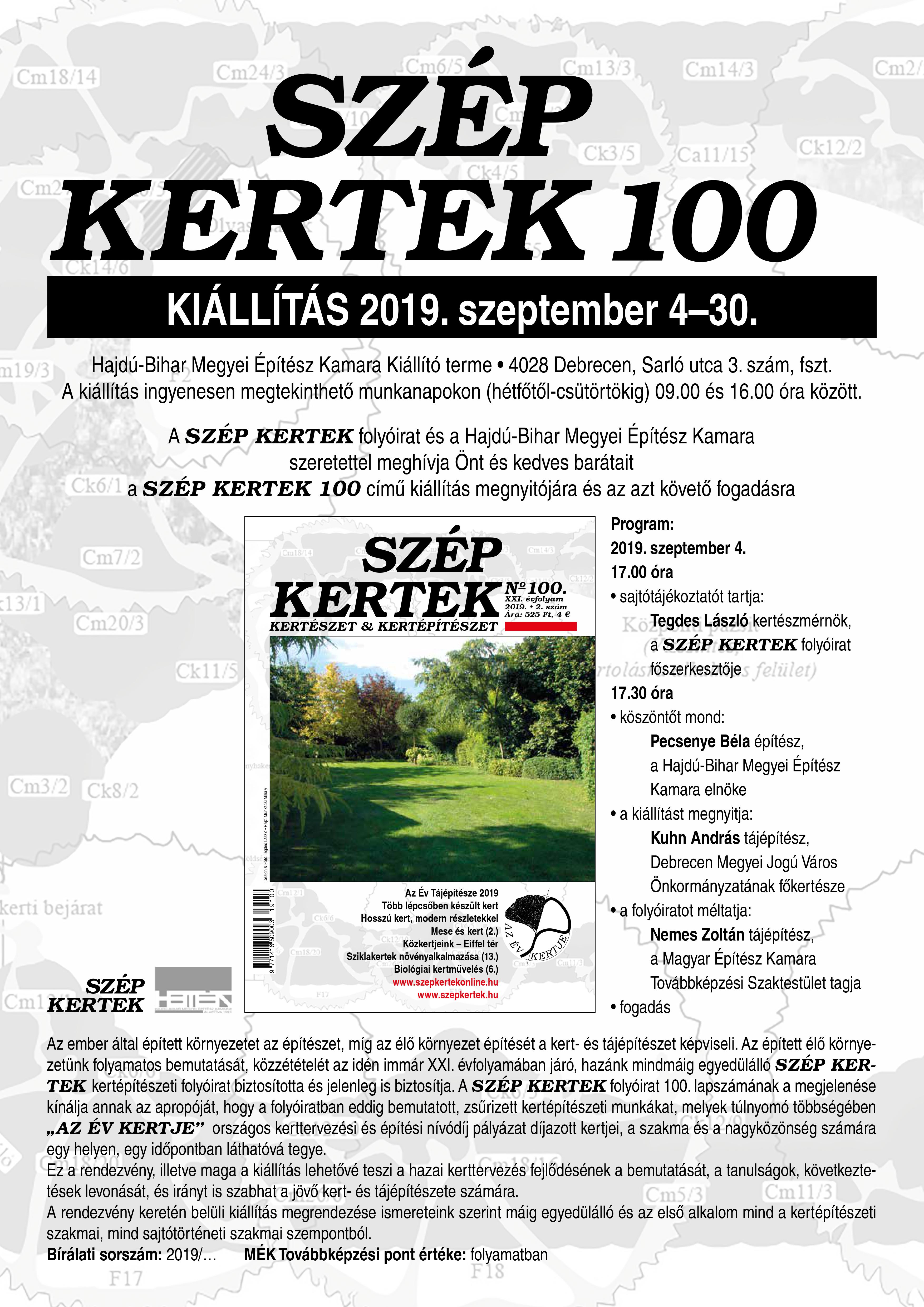 SZÉP KERTEK 100 KIÁLLÍTÁS