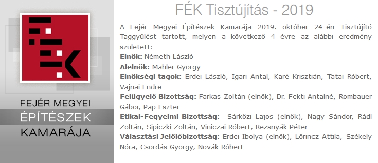 Fejér Megyei Építészek Kamarája - Tisztújítás 2019