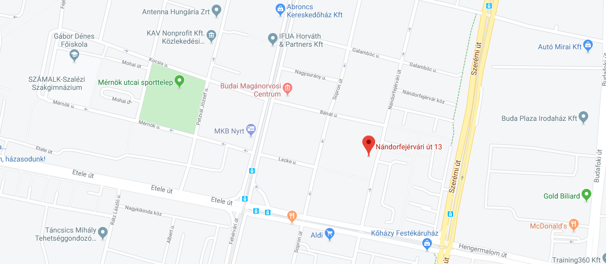 1117 Budapest, Nádorfejérvári út 13.