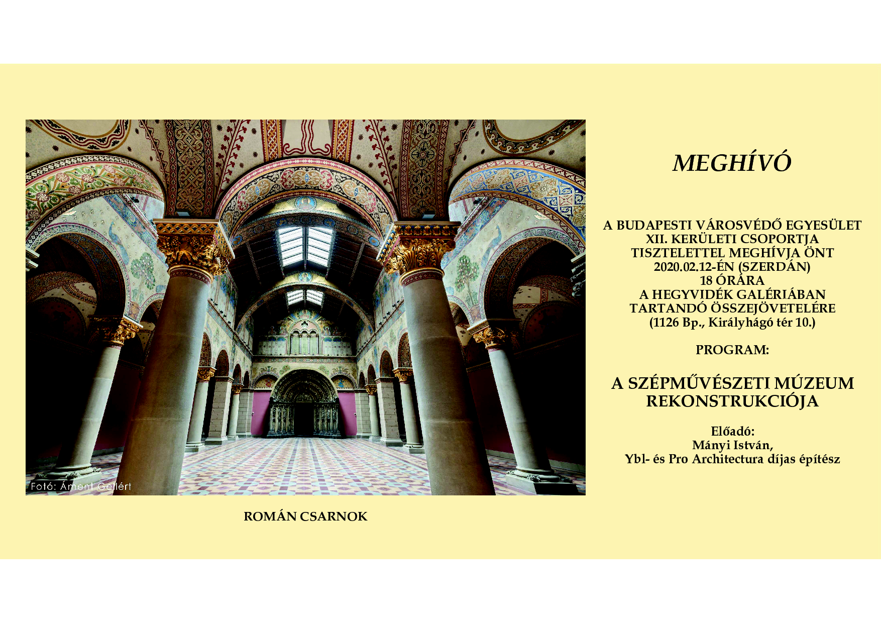 Meghívó - A SZÉPMŰVÉSZETI MÚZEUM REKONSTRUKCIÓJA