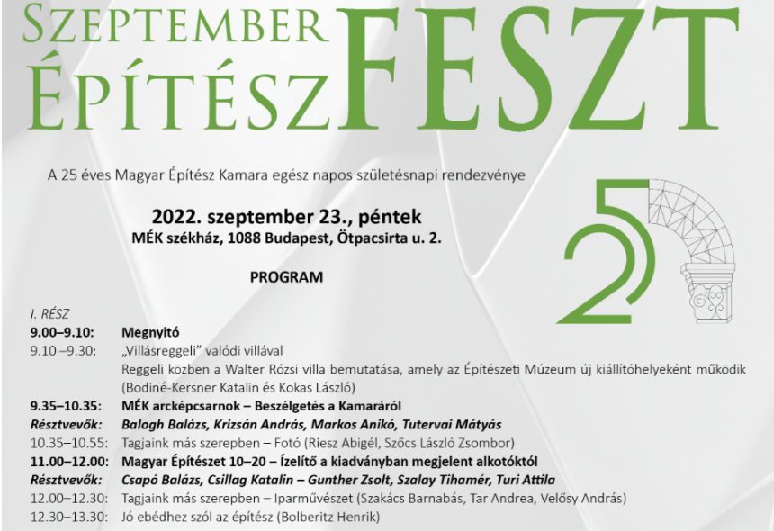 SzeptemberFeszt - meghívó a "25 éves a MÉK" rendezvényre