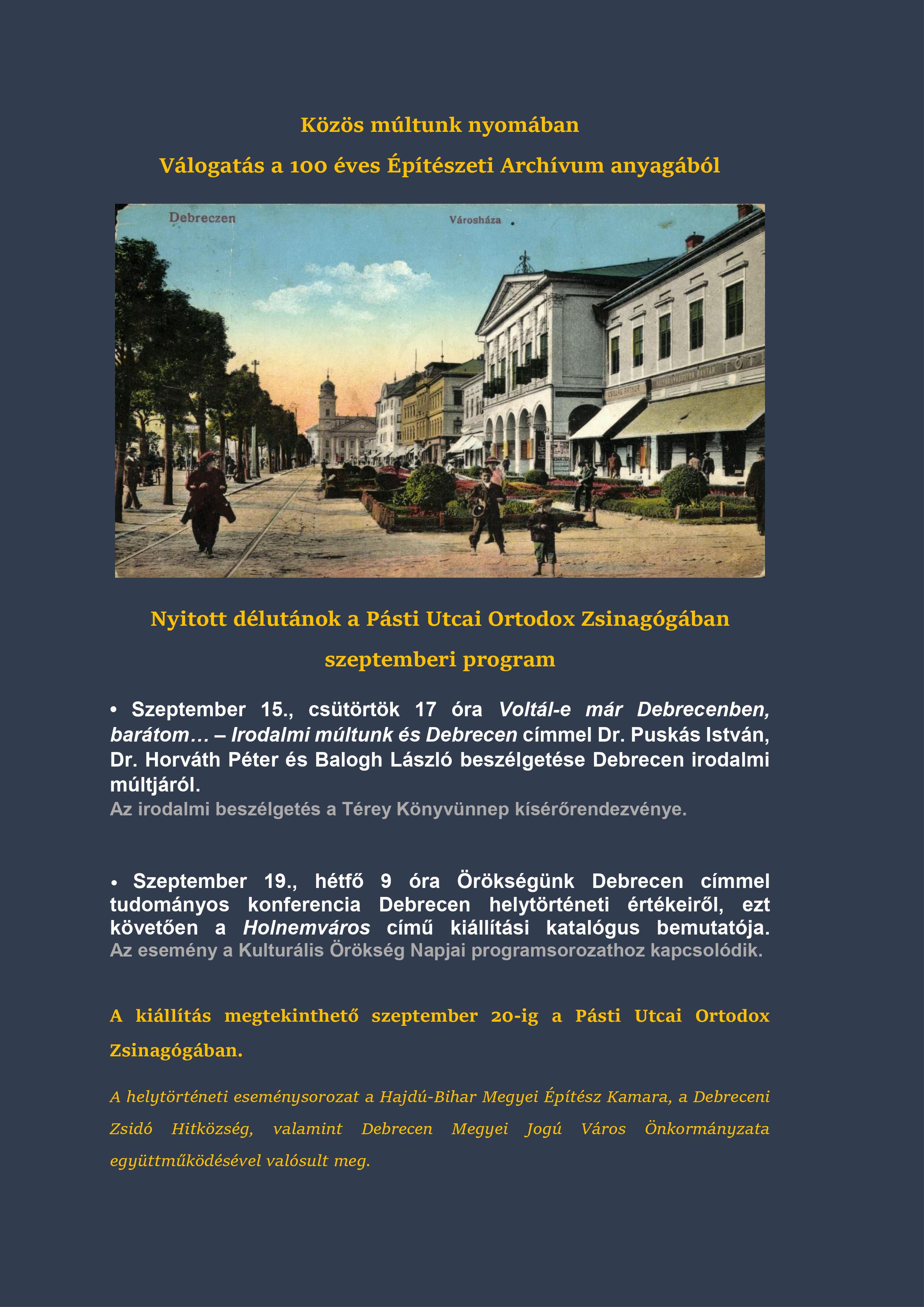 Nyitott délutánok - Közös múltunk nyomában, a Pásti Utcai Ortodox Zsinagógában