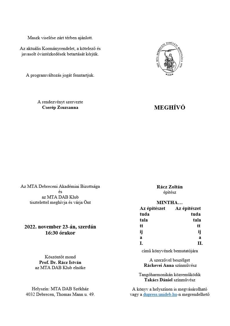 MEGHÍVÓ – MINTHA … az építészet tudatalattija