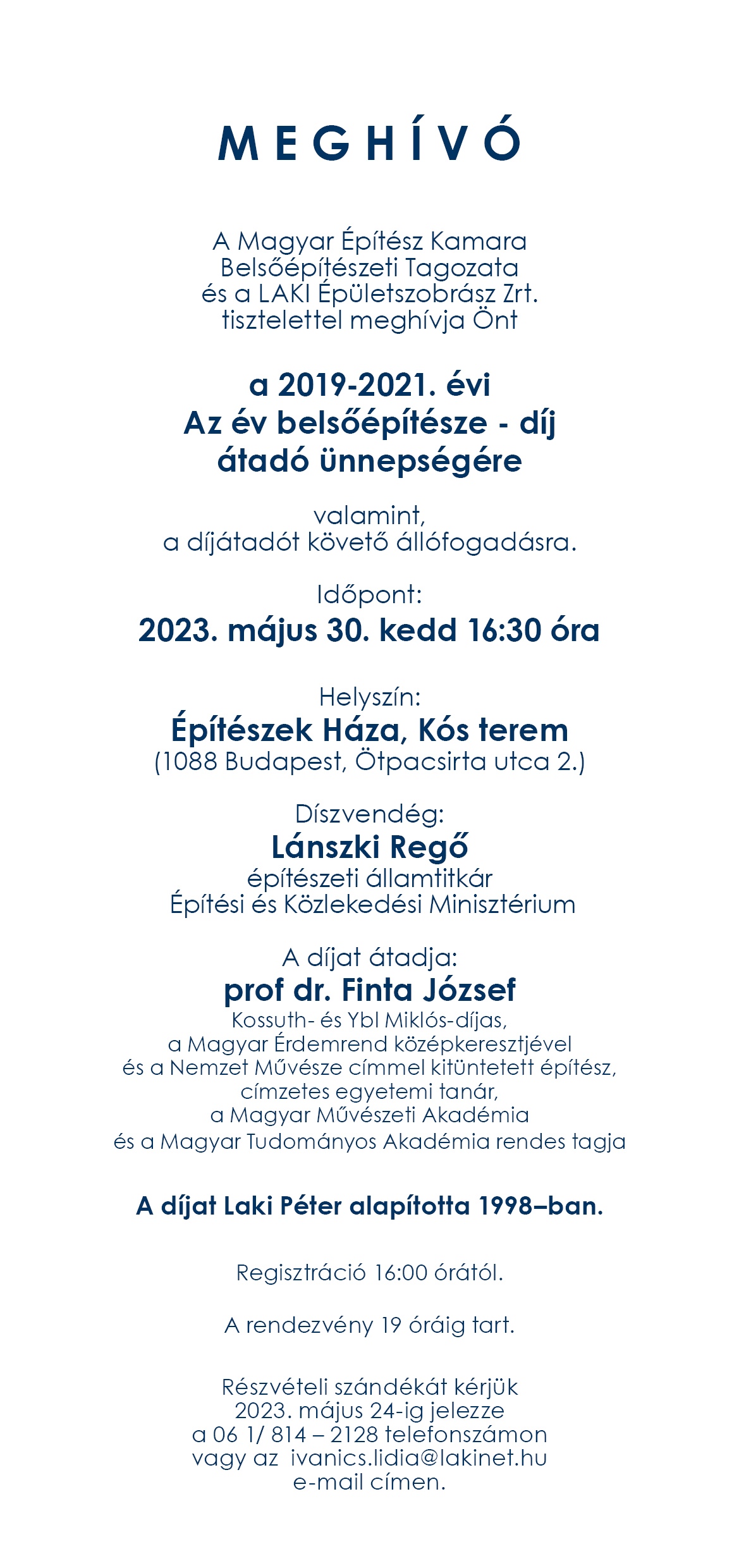 Az év belsőépítésze - díjátadó ünnepség - 2023.05.30.