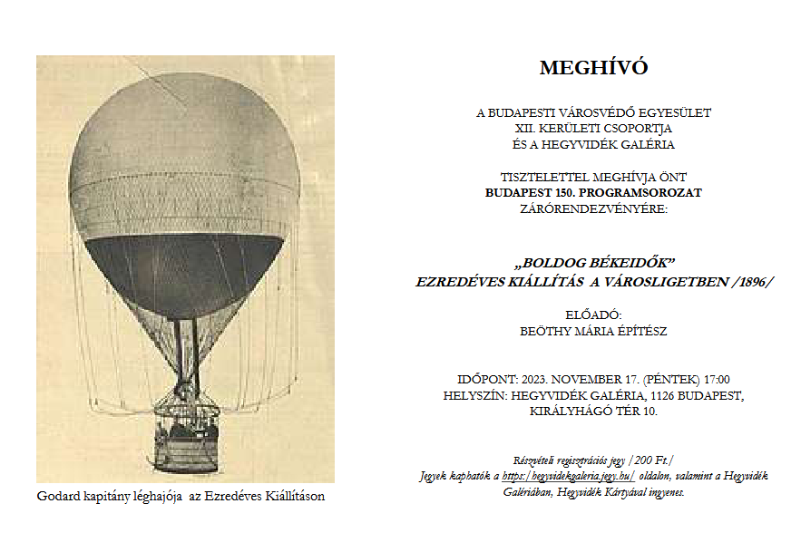 BUDAPEST 150. programsorozat zárórendezvénye - Hegyvidék galéria